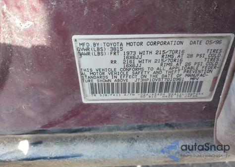 1996 Toyota Rav4 from USA, damaged, VIN JT3HP10V5T7010961